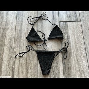 Black Rhinestone Bikini